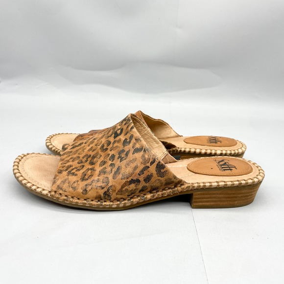 Sofft Womens 10M Slide Sandals Shoes Brown Leopard Print Leather Mules Boho Chic - Picture 5 of 13